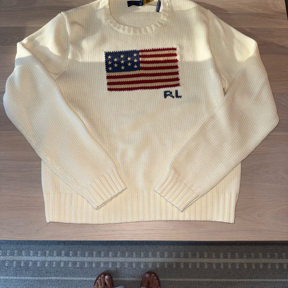 NWT Ralph Lauren Women’s Flag Cotton Crewneck Sweater (XL) - Picture 7 of 7